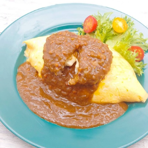 よくばりチーズｉｎバーグカレーオムライス